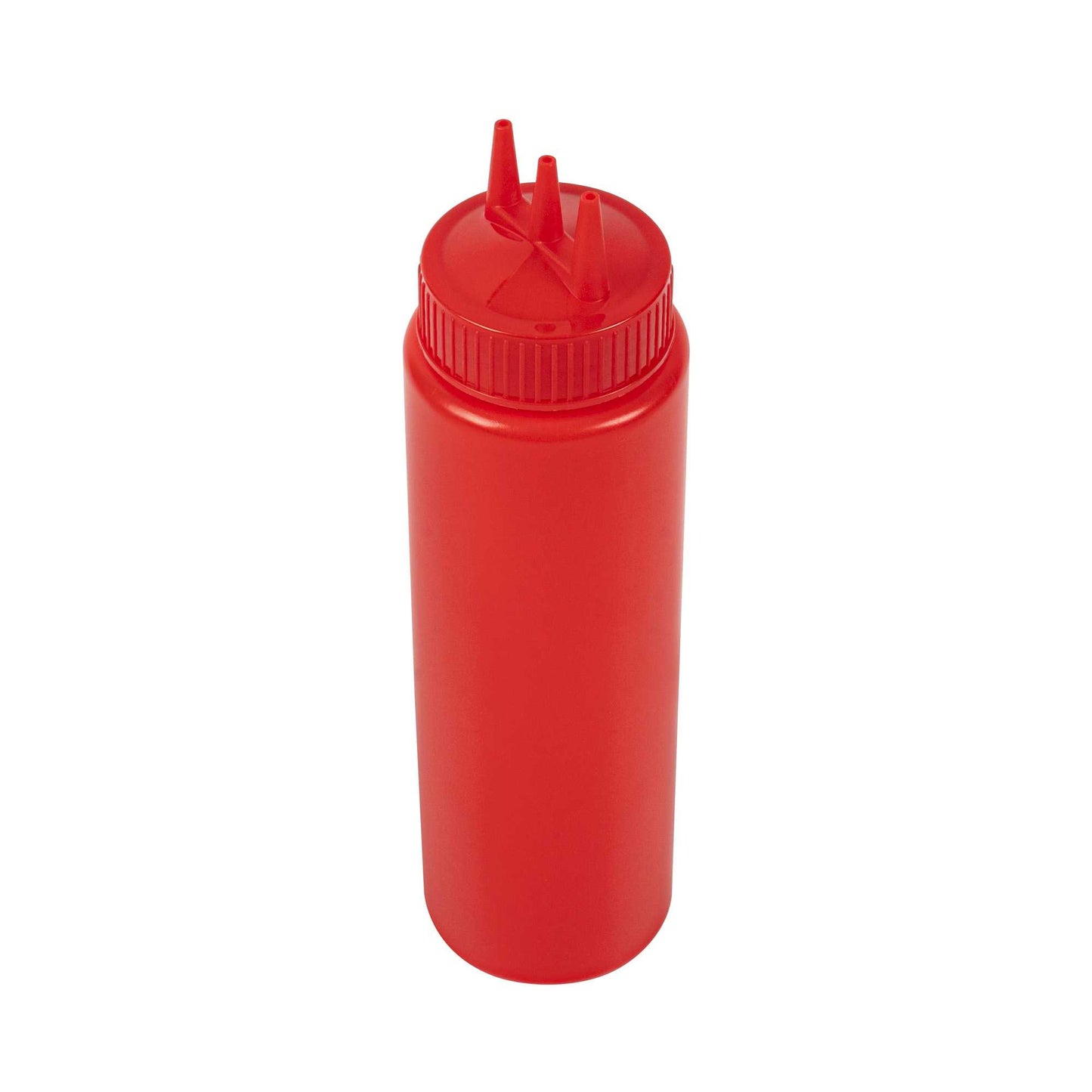 Sauce Tek 24 oz Red Plastic Ketchup Squeeze Bottle - with Triple Dispersion Tip - 6 count box