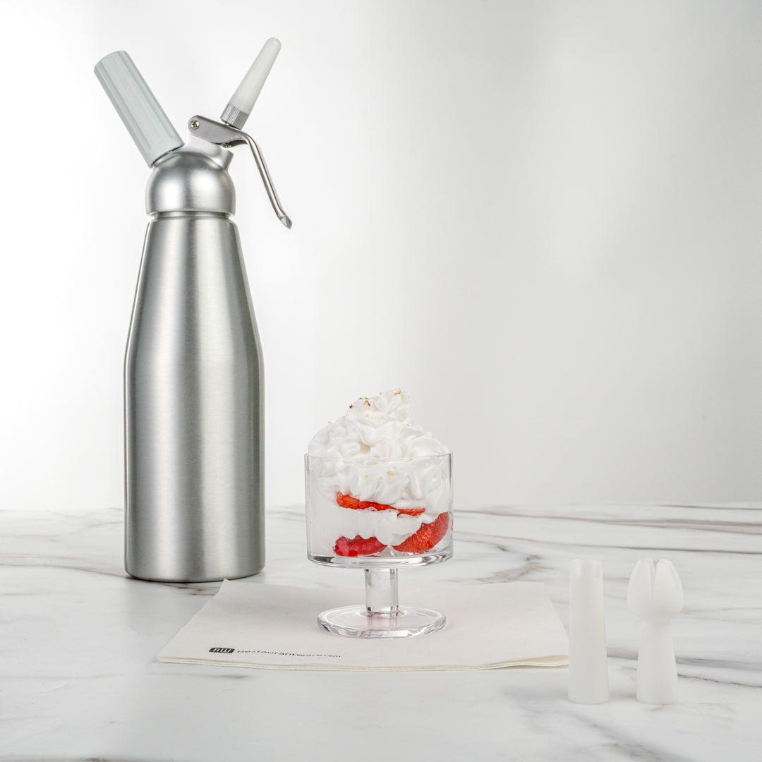 Whip Tek 1L Aluminum Whipped Cream Dispenser - with 3 Plastic Decorator Tips - 1 count box