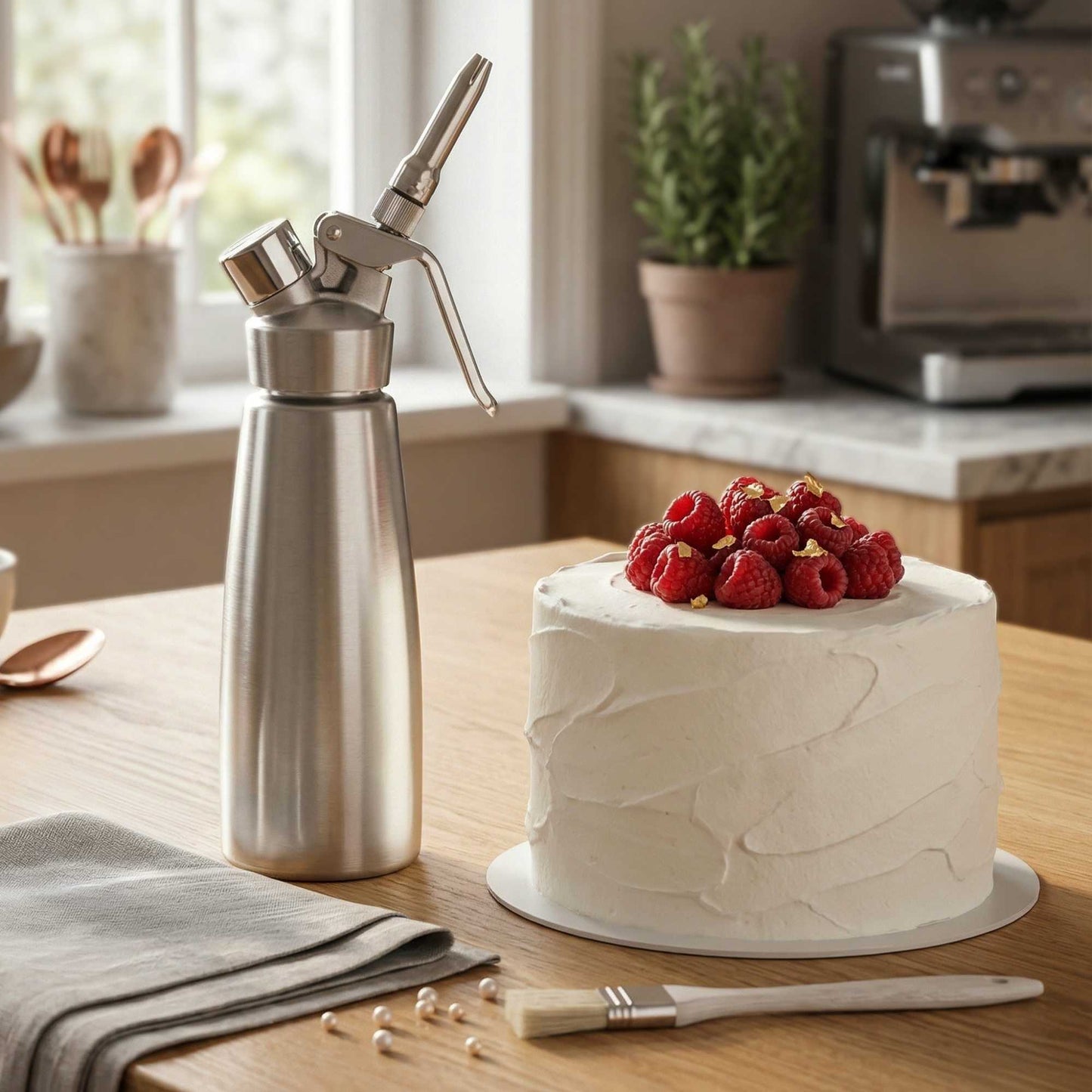 Whip Tek 0.5L Stainless Steel Professional Whipped Cream Dispenser - with 3 Decorator Tips - 1 count box