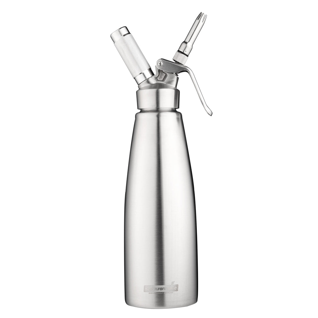 Whip Tek 1L Stainless Steel Professional Whipped Cream Dispenser - with 3 Decorator Tips - 1 count box