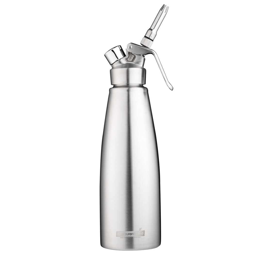 Whip Tek 1L Stainless Steel Professional Whipped Cream Dispenser - with 3 Decorator Tips - 1 count box