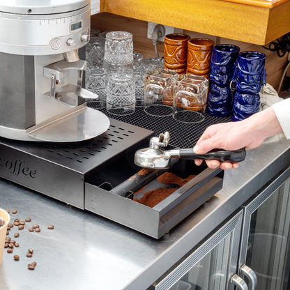 Restpresso Black Stainless Steel Coffee Knock Box Drawer - 13 1/2" x 9 3/4" x 3 3/4" - 1 count box