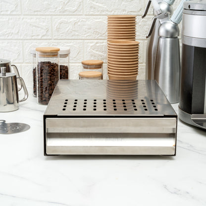 Restpresso Silver Stainless Steel Coffee Knock Box Drawer - 13 1/2" x 9 3/4" x 3 3/4" - 1 count box