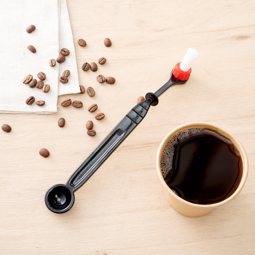 Restpresso Black Plastic Cleaning Brush and Spoon - for Espresso Machines - 8 3/4" x 1 1/4" x 1 1/4" - 1 count box