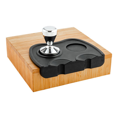 Restpresso Black Silicone Espresso Tamping Mat - Double - 8 1/4" x 5 3/4" x 1 1/2" - 1 count box