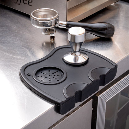 Restpresso Black Silicone Espresso Tamping Mat - Double - 8 1/4" x 5 3/4" x 1 1/2" - 1 count box