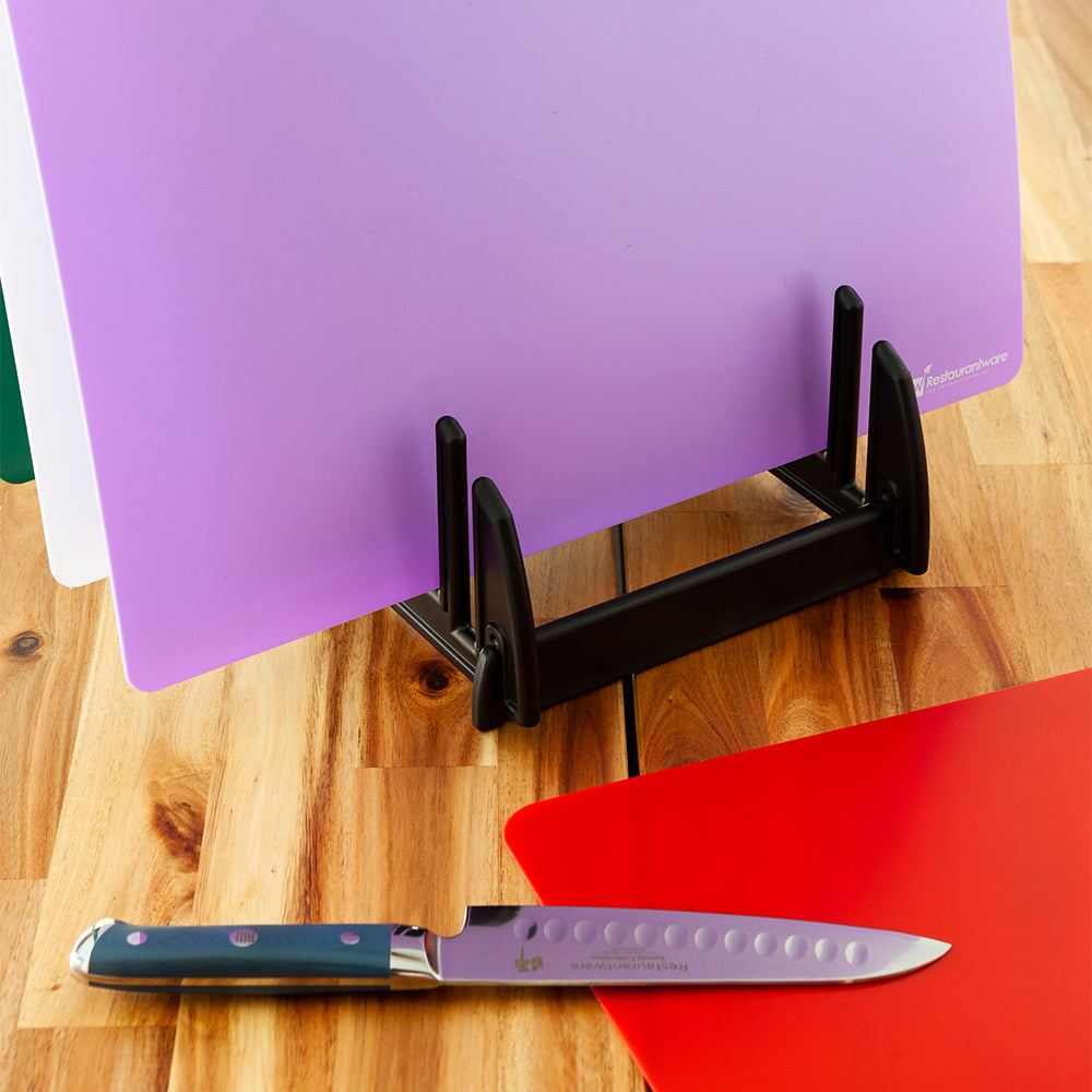 Chef 101 Black Plastic Collapsible Rack - For Flexible Cutting Board / Chopping Mat, 6 Slots - 9" x 9" x 6 1/2" - 1 count box