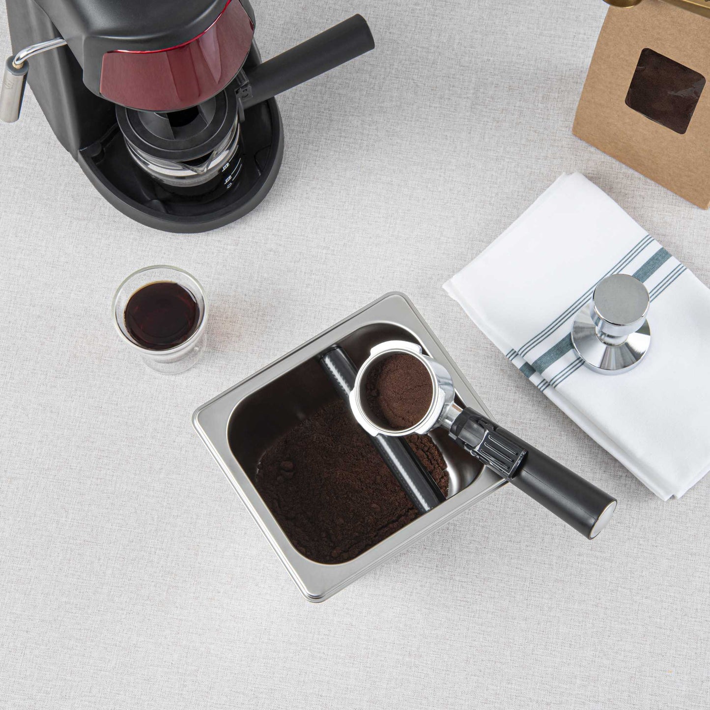 Restpresso Stainless Steel Coffee / Espresso Knock Box - 7" x 6 1/2" x 4" - 1 count box