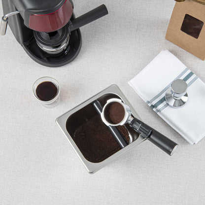 Restpresso Stainless Steel Coffee / Espresso Knock Box - 7" x 6 1/2" x 4" - 1 count box