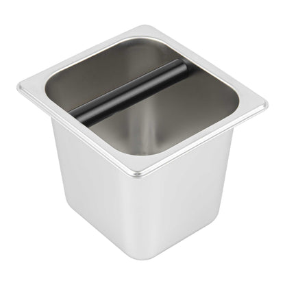 Restpresso Stainless Steel Deep Coffee / Espresso Knock Box - 7" x 6 1/2" x 6" - 1 count box