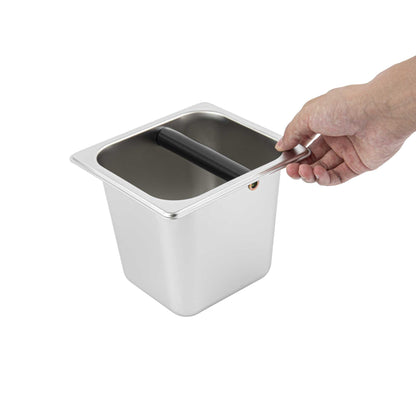 Restpresso Stainless Steel Deep Coffee / Espresso Knock Box - 7" x 6 1/2" x 6" - 1 count box