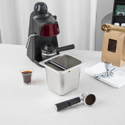 Restpresso Stainless Steel Deep Coffee / Espresso Knock Box - 7" x 6 1/2" x 6" - 1 count box