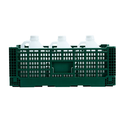Cater Tek Rectangle Green Plastic 36L Collapsible Milk Crate - Stackable - 23 1/2" x 15 3/4" x 8 1/2" - 1 count box