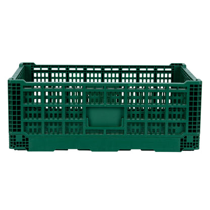 Cater Tek Rectangle Green Plastic 36L Collapsible Milk Crate - Stackable - 23 1/2" x 15 3/4" x 8 1/2" - 1 count box