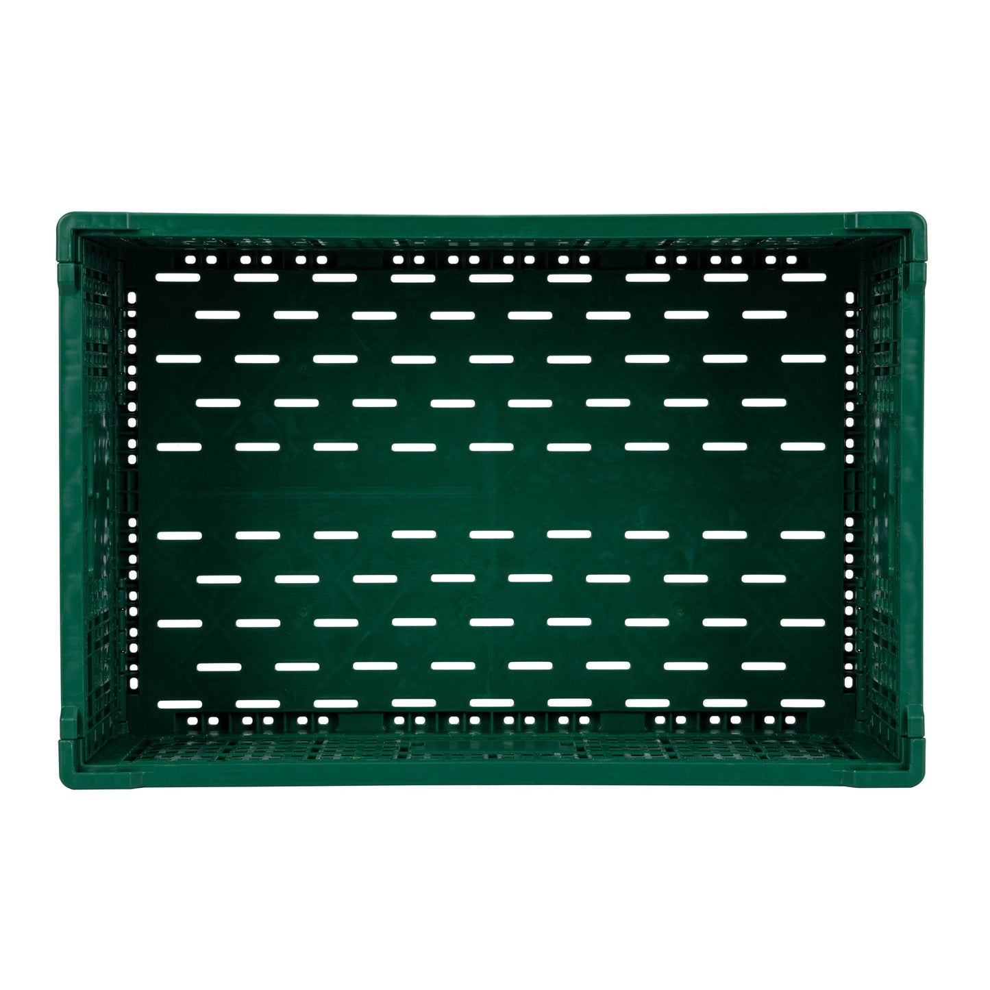 Cater Tek Rectangle Green Plastic 36L Collapsible Milk Crate - Stackable - 23 1/2" x 15 3/4" x 8 1/2" - 1 count box