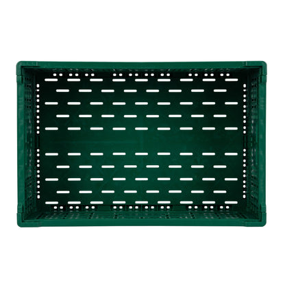 Cater Tek Rectangle Green Plastic 36L Collapsible Milk Crate - Stackable - 23 1/2" x 15 3/4" x 8 1/2" - 1 count box