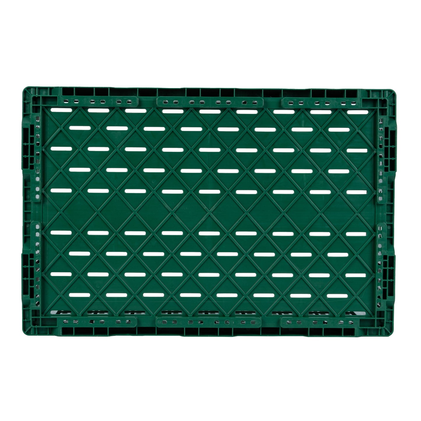 Cater Tek Rectangle Green Plastic 36L Collapsible Milk Crate - Stackable - 23 1/2" x 15 3/4" x 8 1/2" - 1 count box