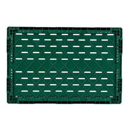 Cater Tek Rectangle Green Plastic 36L Collapsible Milk Crate - Stackable - 23 1/2" x 15 3/4" x 8 1/2" - 1 count box