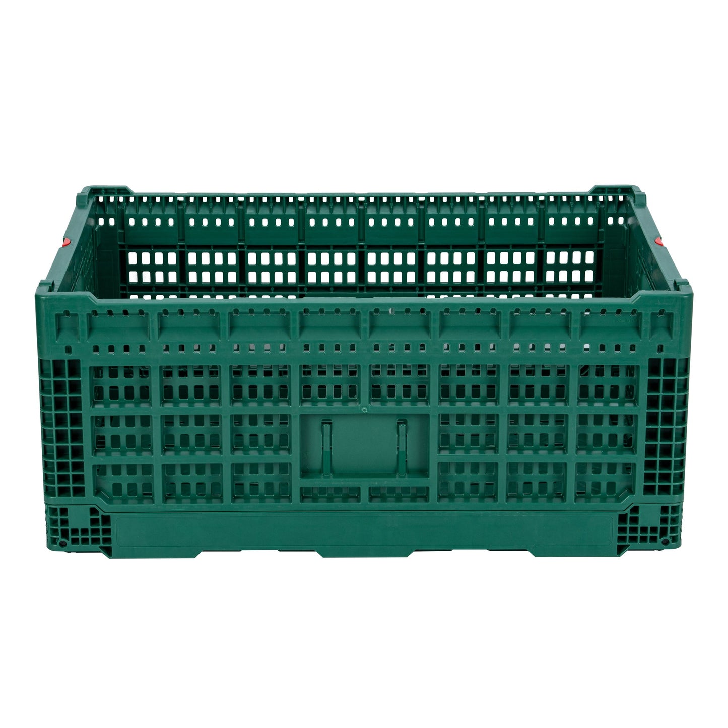 Cater Tek Rectangle Green Plastic 43L Collapsible Milk Crate - Stackable - 23 1/2" x 15 3/4" x 10 1/4" - 1 count box