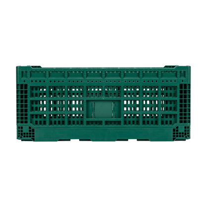 Cater Tek Rectangle Green Plastic 43L Collapsible Milk Crate - Stackable - 23 1/2" x 15 3/4" x 10 1/4" - 1 count box