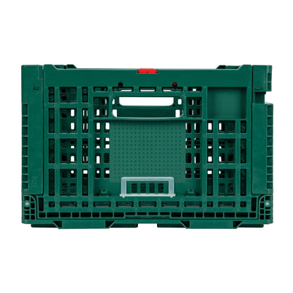 Cater Tek Rectangle Green Plastic 43L Collapsible Milk Crate - Stackable - 23 1/2" x 15 3/4" x 10 1/4" - 1 count box