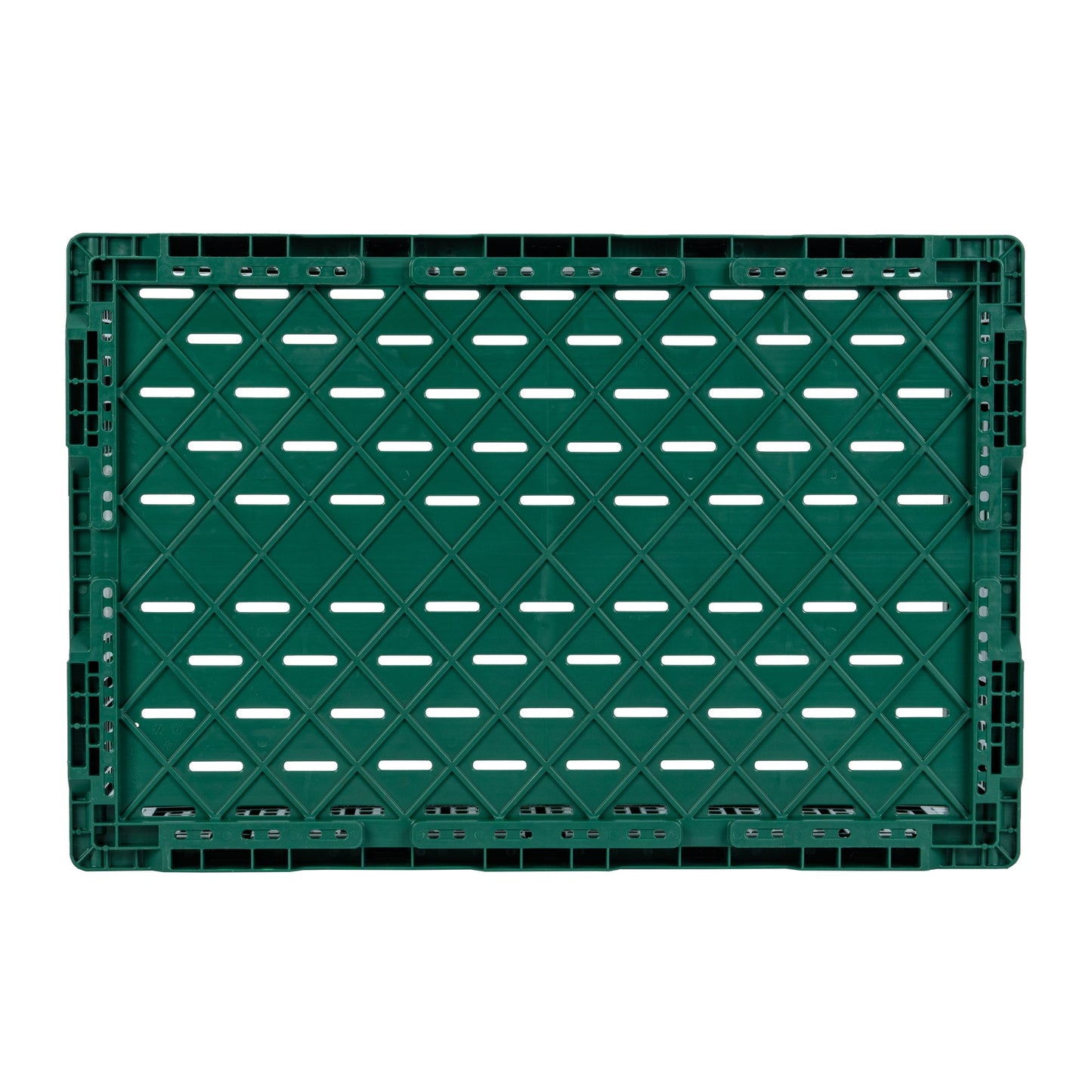 Cater Tek Rectangle Green Plastic 43L Collapsible Milk Crate - Stackable - 23 1/2" x 15 3/4" x 10 1/4" - 1 count box