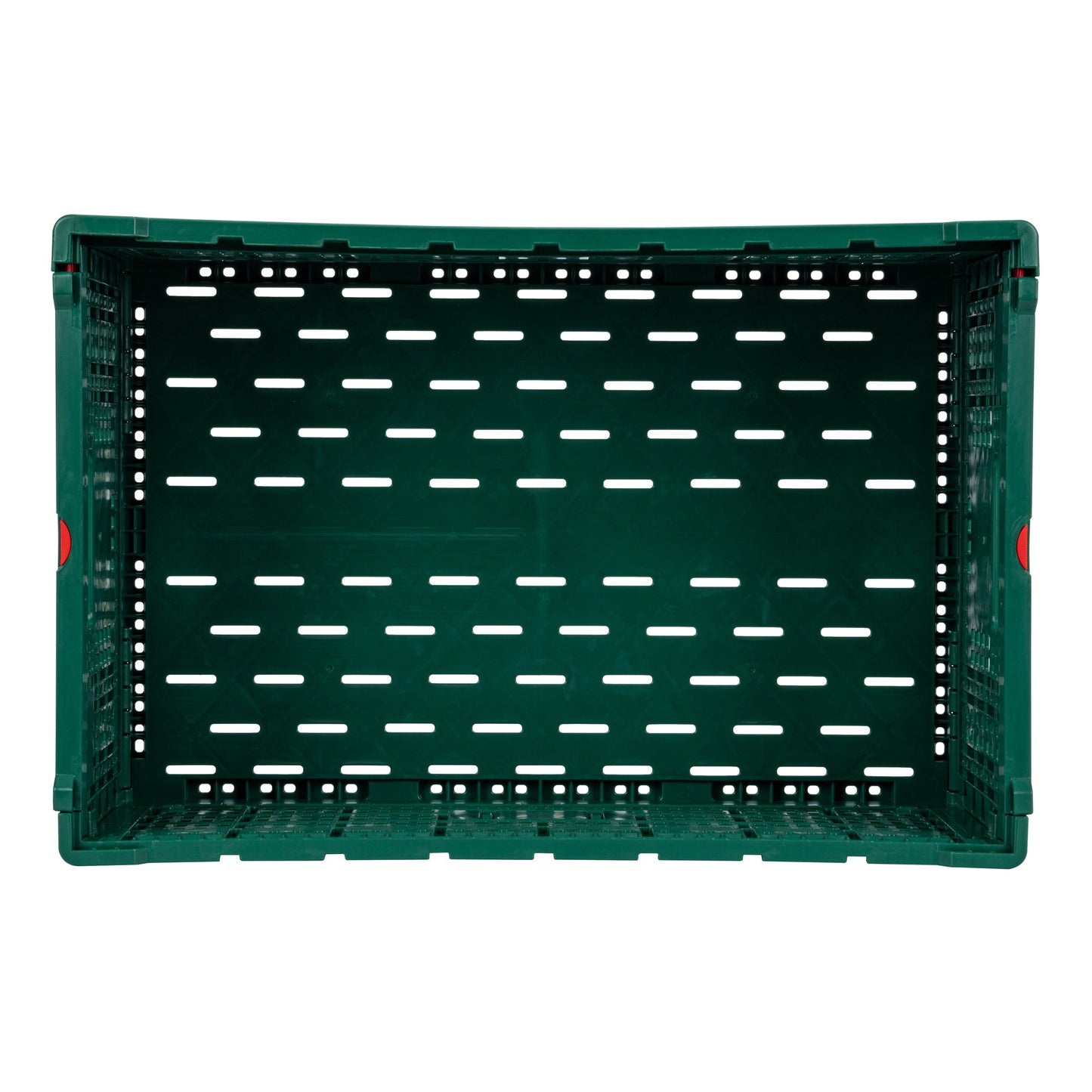 Cater Tek Rectangle Green Plastic 43L Collapsible Milk Crate - Stackable - 23 1/2" x 15 3/4" x 10 1/4" - 1 count box
