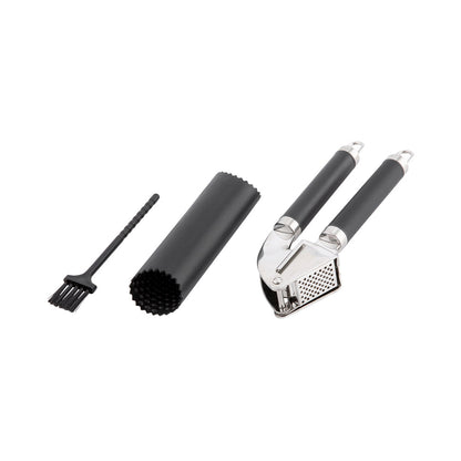 Met Lux Black Stainless Steel Garlic Press / Peeler - with Easy Clean Brush - 1 count box