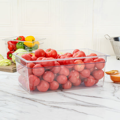 Met Lux Rectangle Clear Plastic Full Size Cold Food Storage Container - 8" Depth - 1 count box