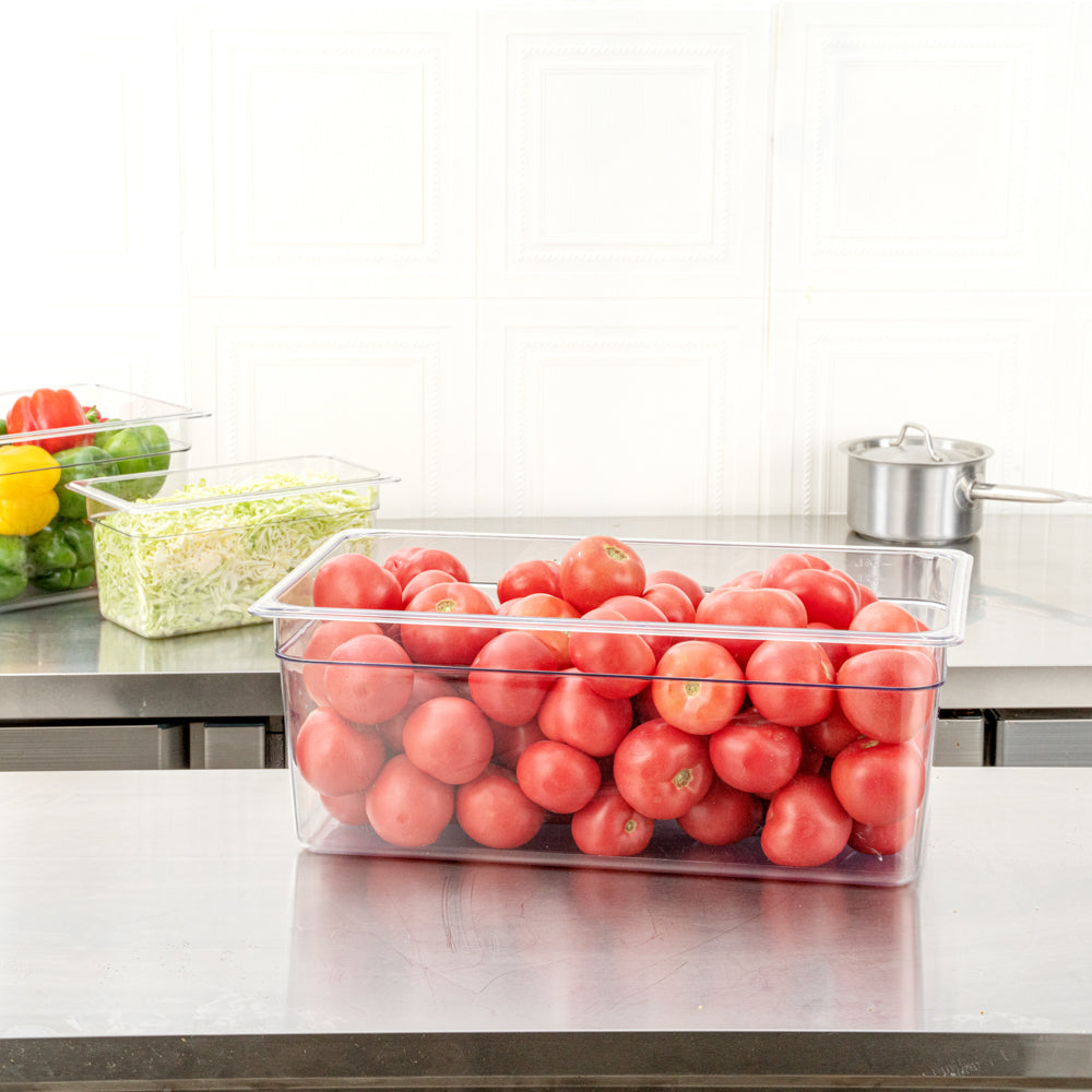 Met Lux Rectangle Clear Plastic Full Size Cold Food Storage Container - 8" Depth - 1 count box