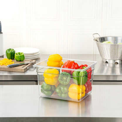 Met Lux Rectangle Clear Plastic 1/2 Size Cold Food Storage Container - 8" Depth - 1 count box