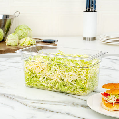 Met Lux Rectangle Clear Plastic 1/3 Size Cold Food Storage Container - 6" Depth - 1 count box