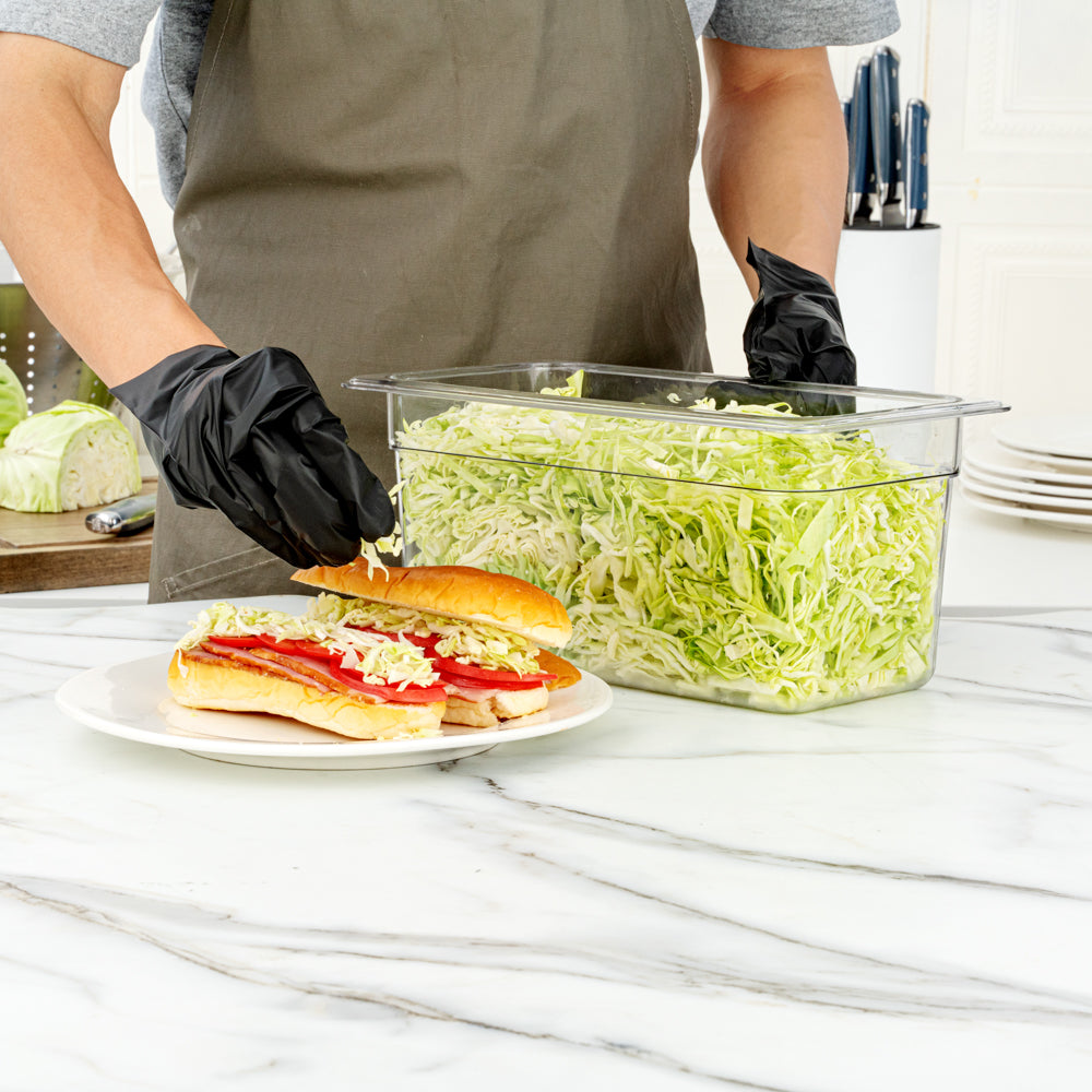 Met Lux Rectangle Clear Plastic 1/3 Size Cold Food Storage Container - 6" Depth - 1 count box