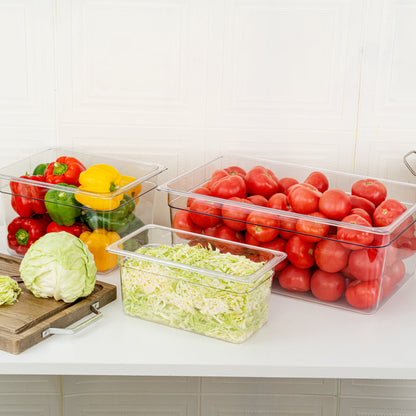 Met Lux Rectangle Clear Plastic 1/3 Size Cold Food Storage Container - 6" Depth - 1 count box