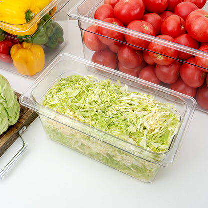 Met Lux Rectangle Clear Plastic 1/3 Size Cold Food Storage Container - 6" Depth - 1 count box