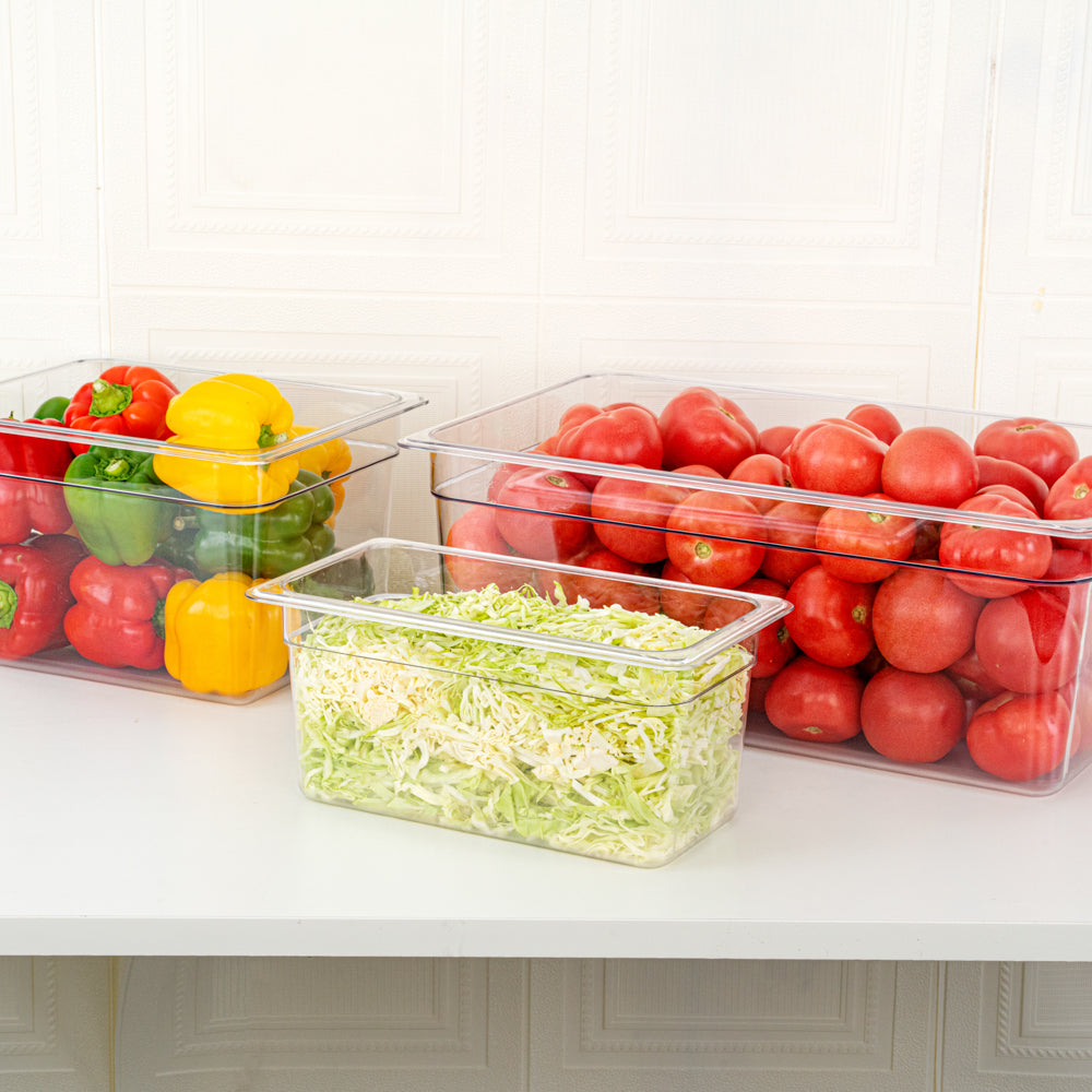Met Lux Rectangle Clear Plastic 1/3 Size Cold Food Storage Container - 6" Depth - 10 count box