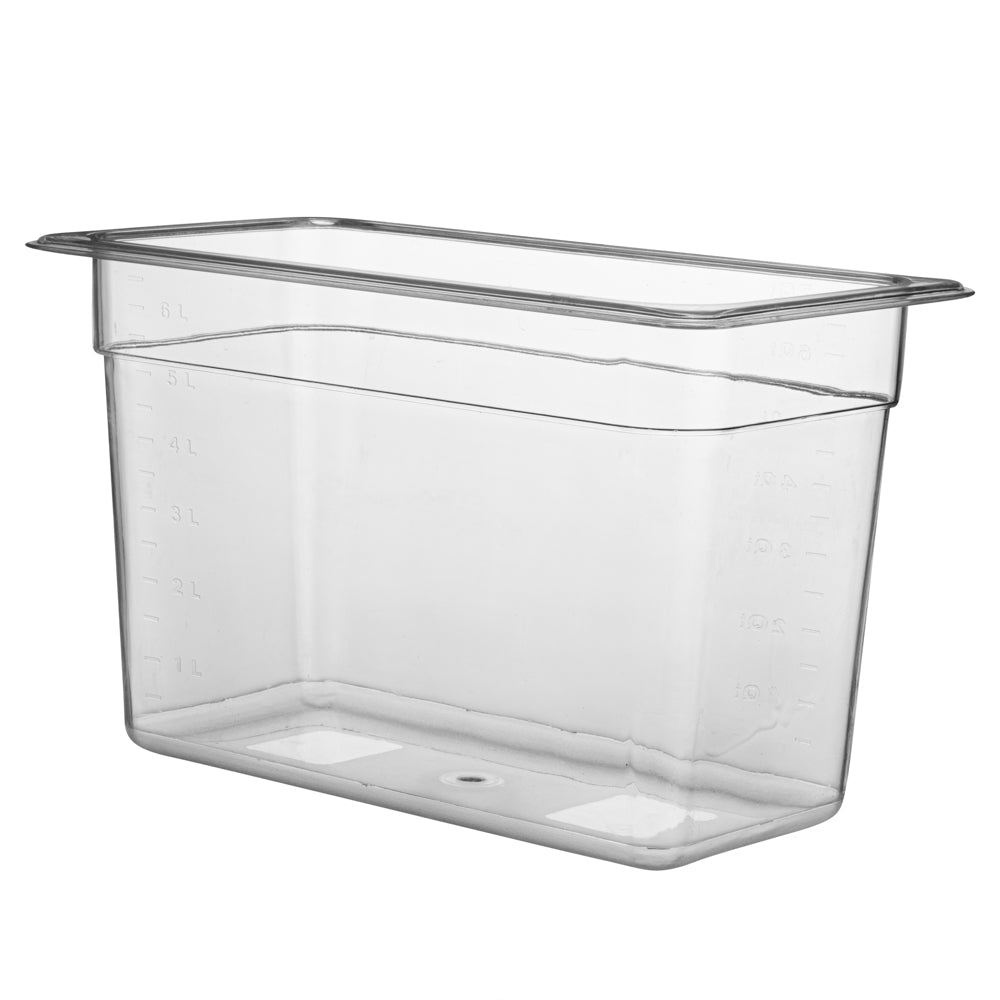 Met Lux Rectangle Clear Plastic 1/3 Size Cold Food Storage Container - 8" Depth - 1 count box