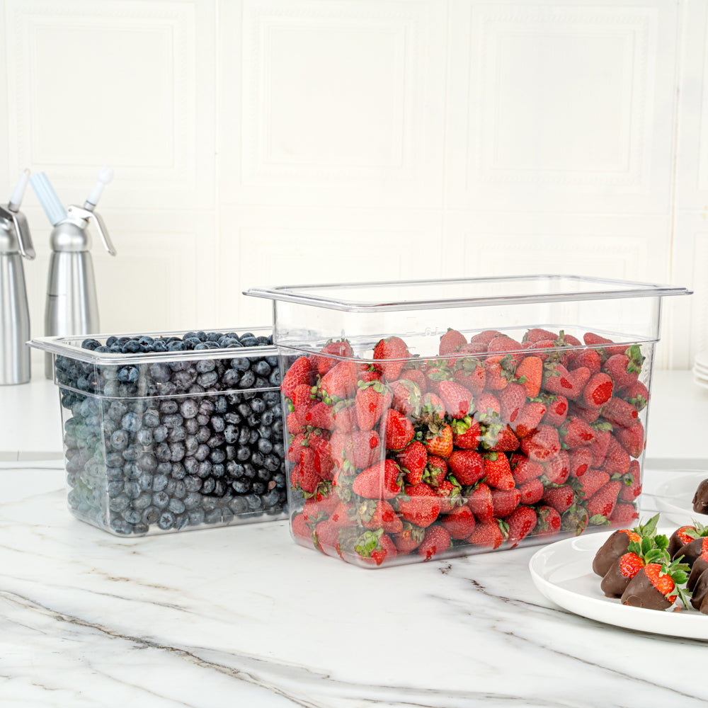 Met Lux Rectangle Clear Plastic 1/3 Size Cold Food Storage Container - 8" Depth - 1 count box