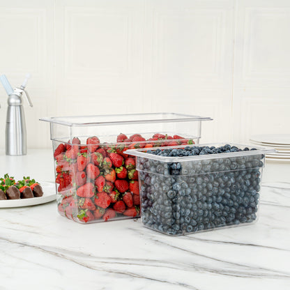 Met Lux Rectangle Clear Plastic 1/3 Size Cold Food Storage Container - 8" Depth - 1 count box