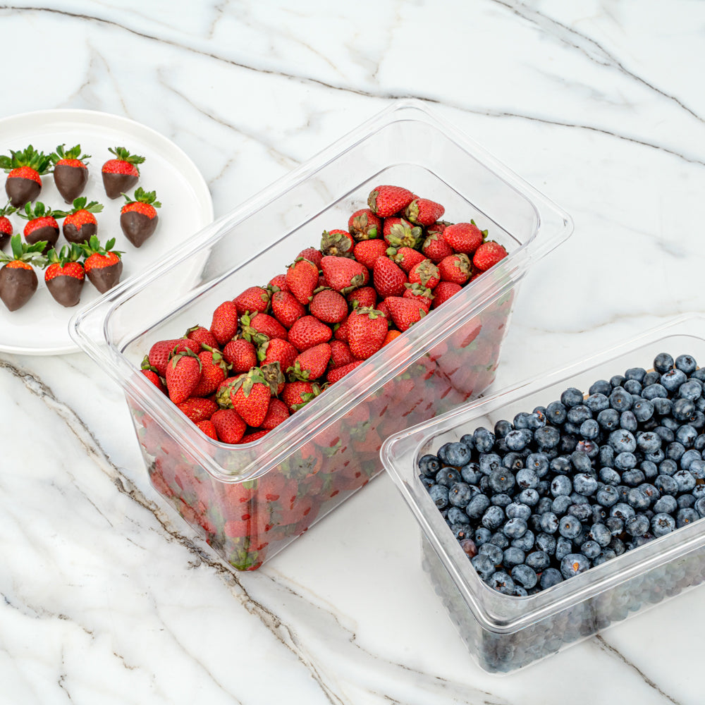 Met Lux Rectangle Clear Plastic 1/3 Size Cold Food Storage Container - 8" Depth - 1 count box