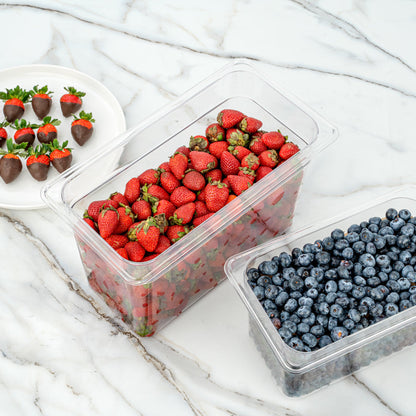 Met Lux Rectangle Clear Plastic 1/3 Size Cold Food Storage Container - 8" Depth - 1 count box