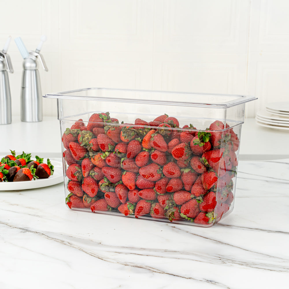 Met Lux Rectangle Clear Plastic 1/3 Size Cold Food Storage Container - 8" Depth - 10 count box