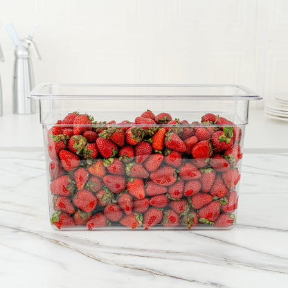 Met Lux Rectangle Clear Plastic 1/3 Size Cold Food Storage Container - 8" Depth - 10 count box
