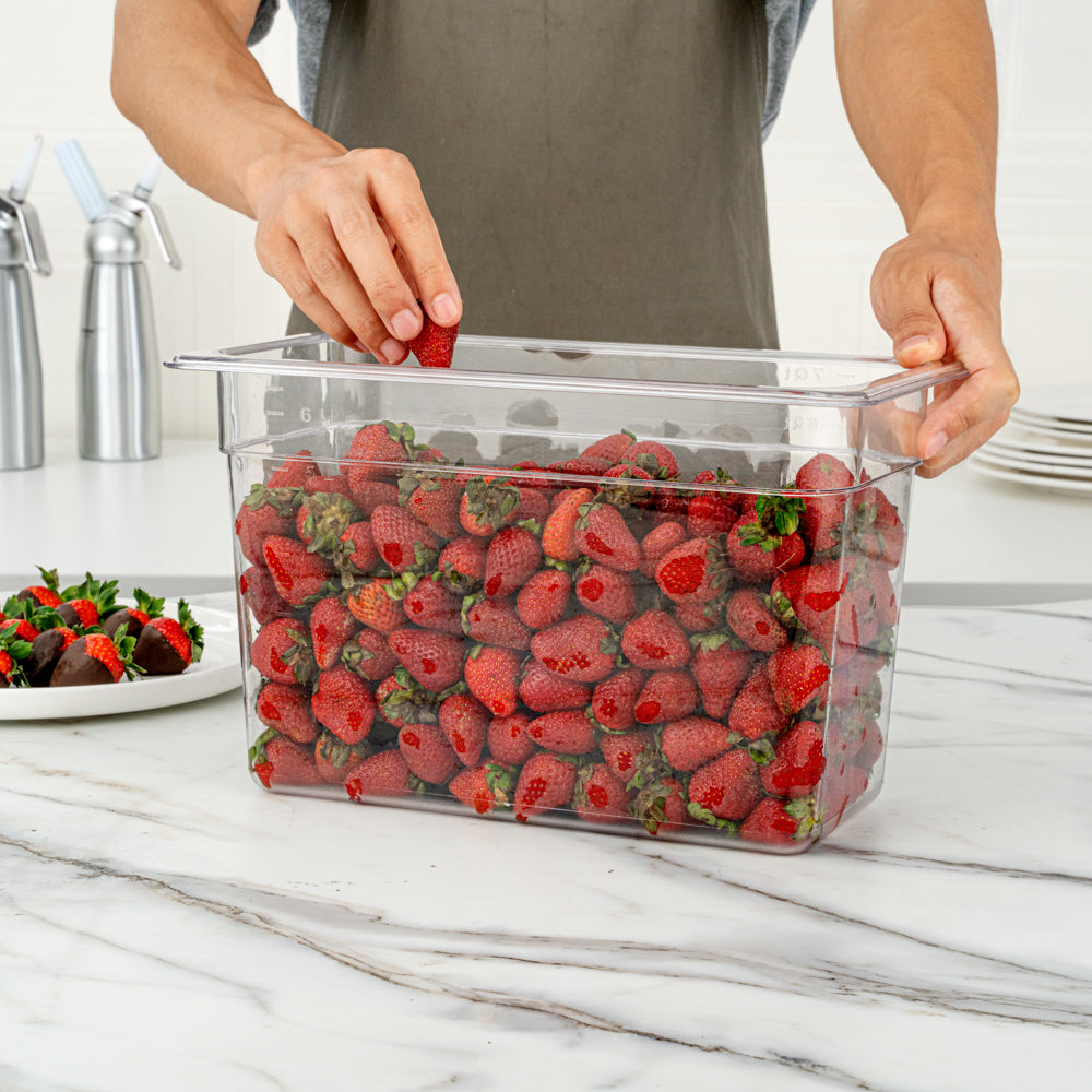 Met Lux Rectangle Clear Plastic 1/3 Size Cold Food Storage Container - 8" Depth - 10 count box