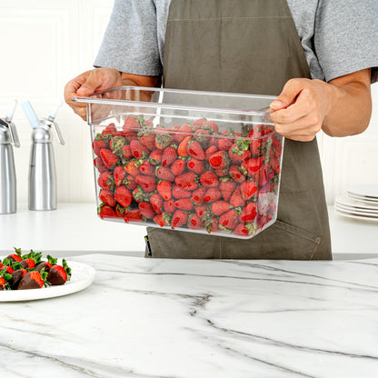 Met Lux Rectangle Clear Plastic 1/3 Size Cold Food Storage Container - 8" Depth - 10 count box