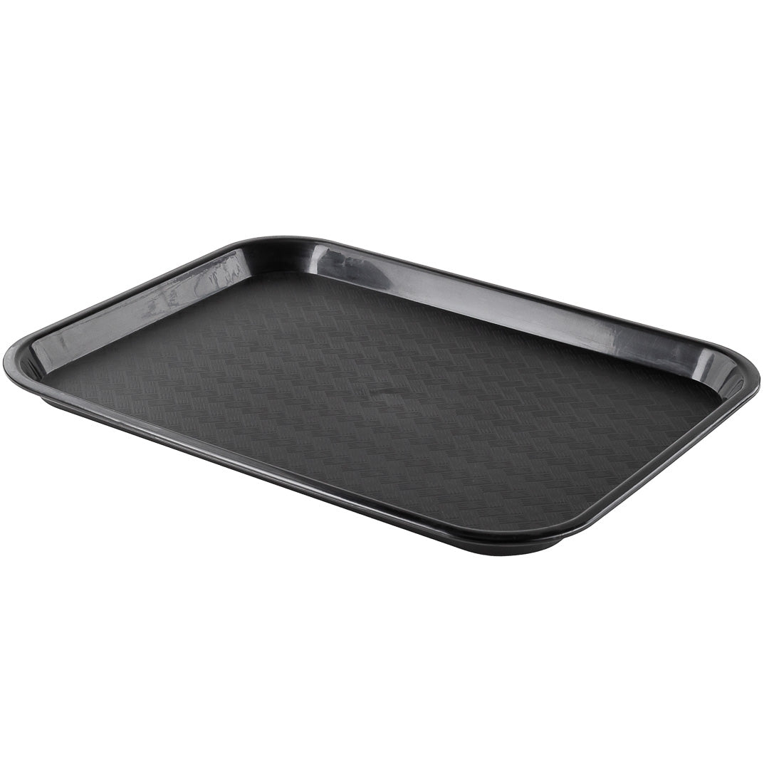 Chef 101 Rectangle Black Plastic Fast Food Tray - 10" x 14" - 10 count box