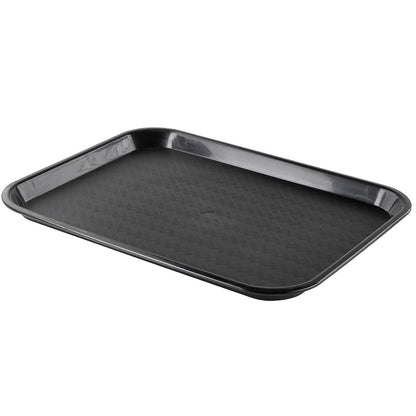 Chef 101 Rectangle Black Plastic Fast Food Tray - 10" x 14" - 10 count box