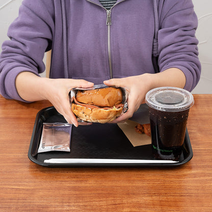 Chef 101 Rectangle Black Plastic Fast Food Tray - 10" x 14" - 10 count box