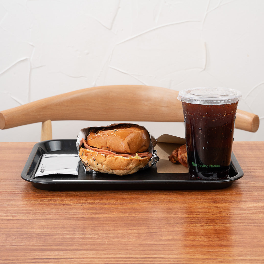 Chef 101 Rectangle Black Plastic Fast Food Tray - 10" x 14" - 50 count box