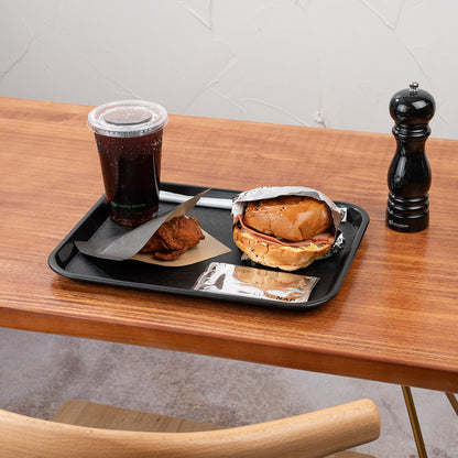 Chef 101 Rectangle Black Plastic Fast Food Tray - 10" x 14" - 50 count box